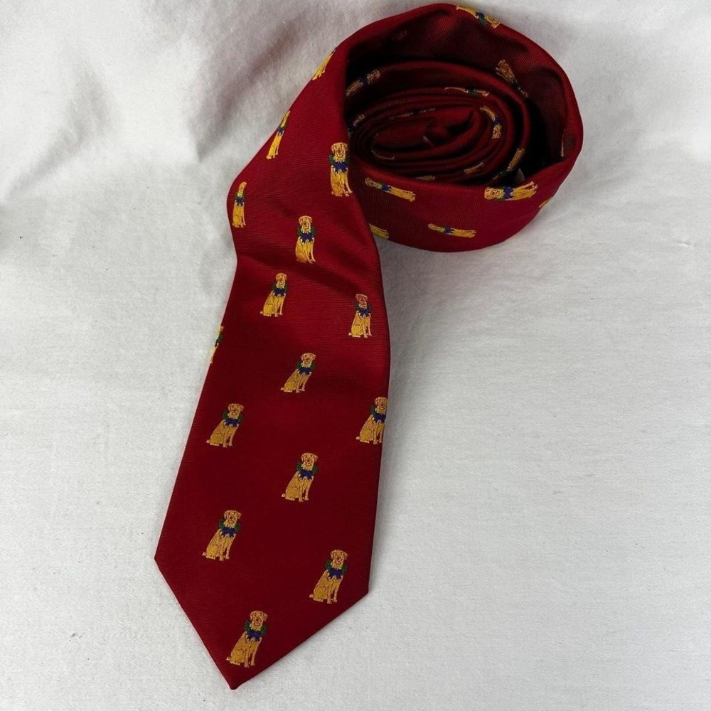 Ben Silver Charleston Dog with Wreath Silk Tie